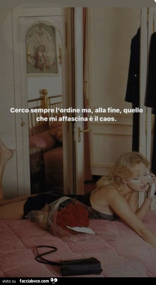 Cerco sempre l'ordine ma alla fine quello che mi affascina è il caos