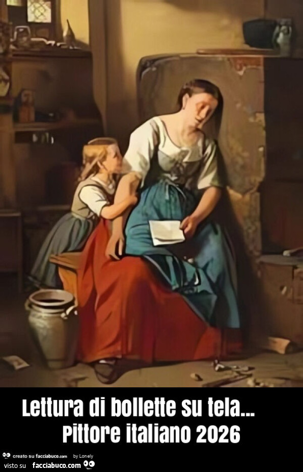 Lettura di bollette su tela&hellip; pittore italiano 2026