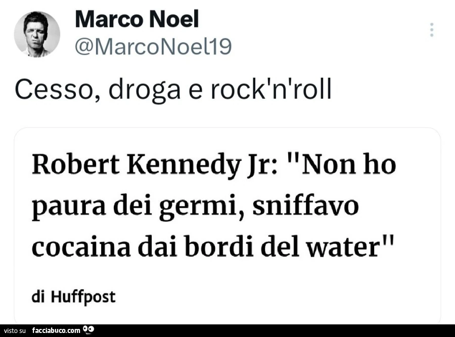 Cesso, droga e rock'n'roll. Robert kennedy jr: non ho paura dei germi, sniffavo cocaina dai bordi del water