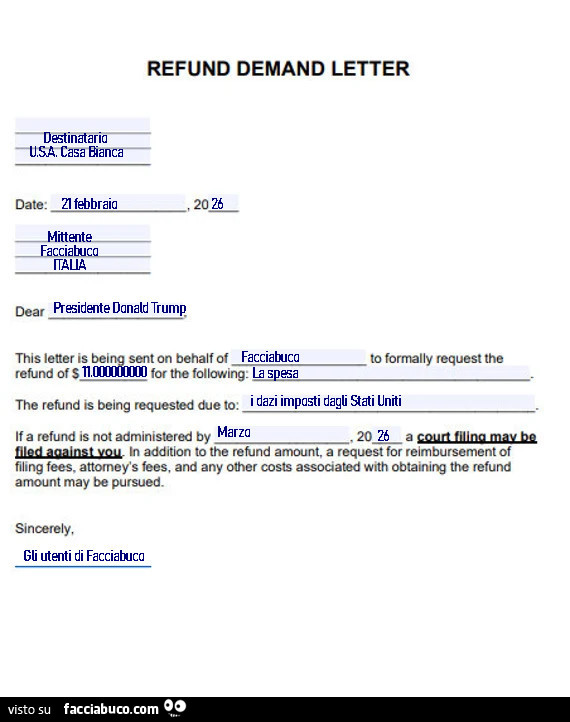 Refund demand letter