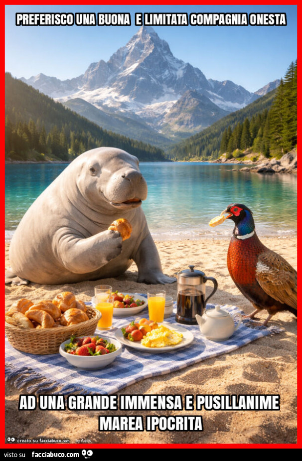 Preferisco una buona e limitata compagnia onesta ad una grande immensa e pusillanime marea ipocrita