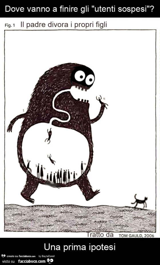 Dove vanno a finire gli "utenti sospesi"? Una prima ipotesi. Tratto da Tom Gauld. Fig. 1. Il padre divora i propri figli