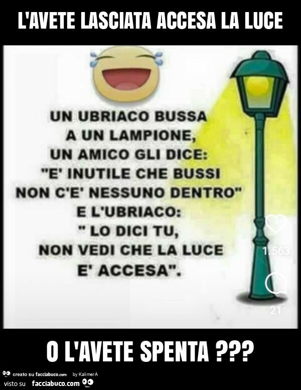 L'avete lasciata accesa la luce o l'avete spenta?