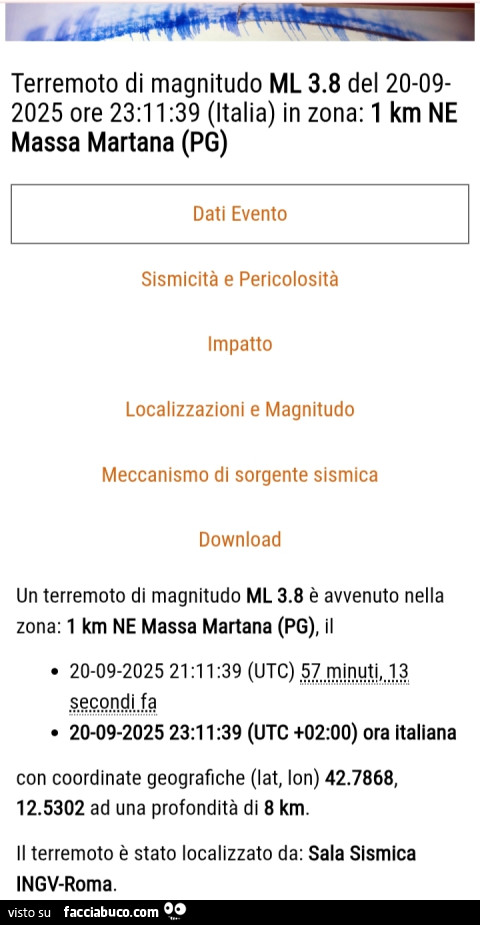 Terremoto a Perugia