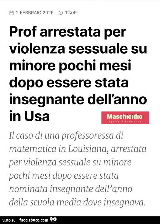 Prof arrestata per violenza sessuale su minore pochi mesi dopo essere stata insegnante dell'anno in usa