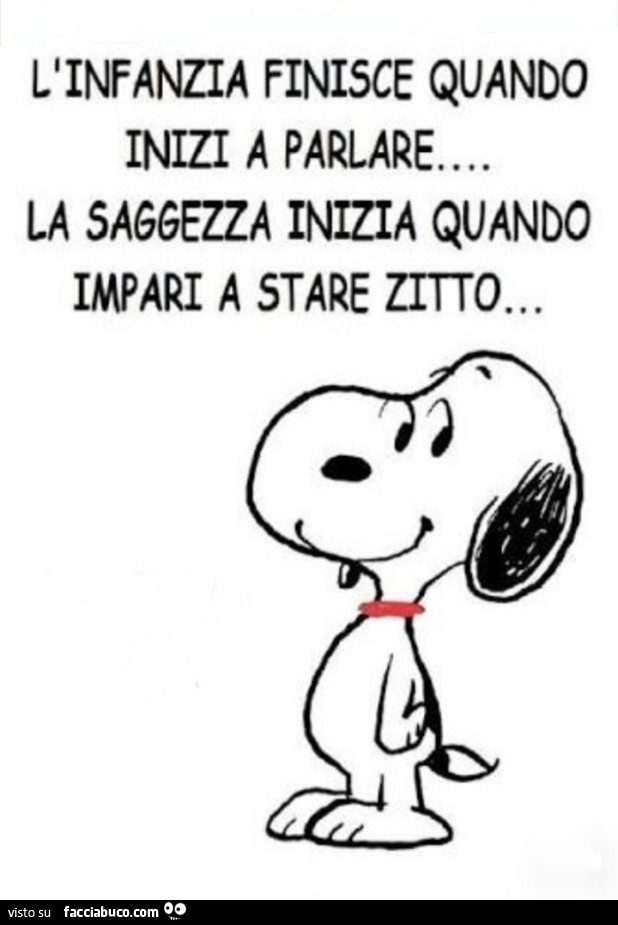 L'infanzia finisce quando inizi a parlare la saggezza inizia quando impari a stare zitto