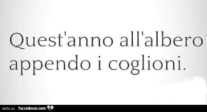 Quest'anno all'albero appendo i coglioni