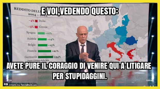 E voi, vedendo questo: avete pure il coraggio di venire qui a litigare per stupidaggini