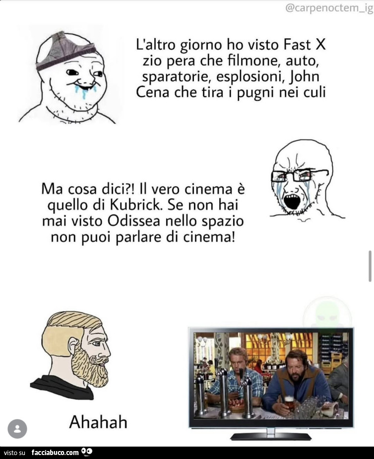 L'altro giorno ho visto fast x zio pera che filmone, auto, sparatorie, esplosioni, john cena che tira i pugni nei culi