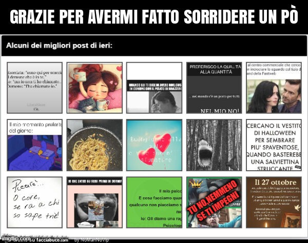 Grazie per avermi fatto sorridere un po'