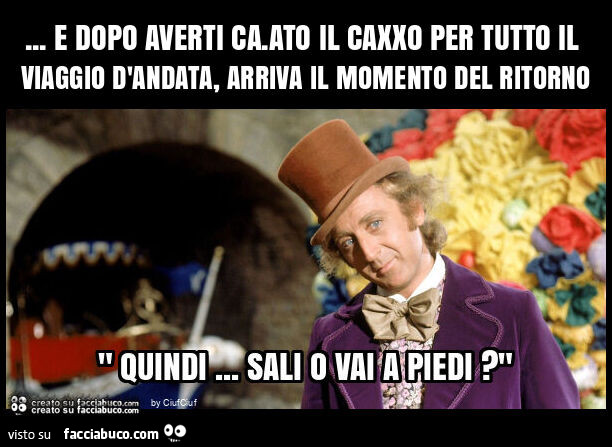 E dopo averti ca. Ato il caxxo per tutto il viaggio d'andata, arriva il momento del ritorno