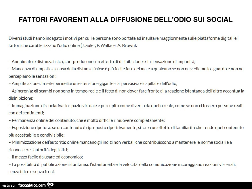 Fattori favorenti alla diffusione dell'odio sui social