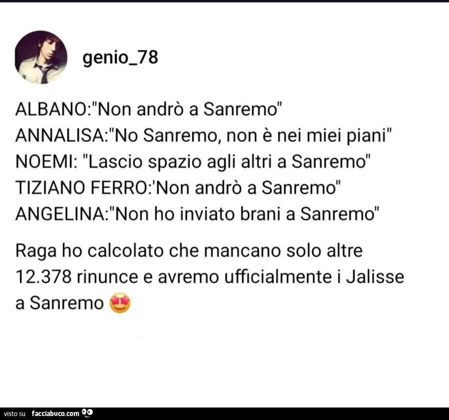 Albano: non andrรฒ a sanremo. Annalisa: no sanremo, non รจ nei miei piani