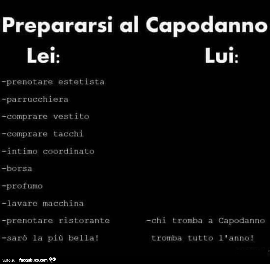 Prepararsi al capodanno lei e lui