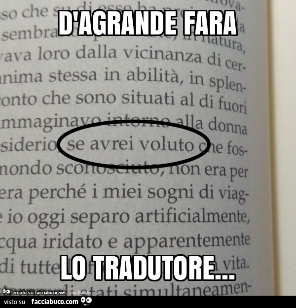 D'agrande fara lo tradutore