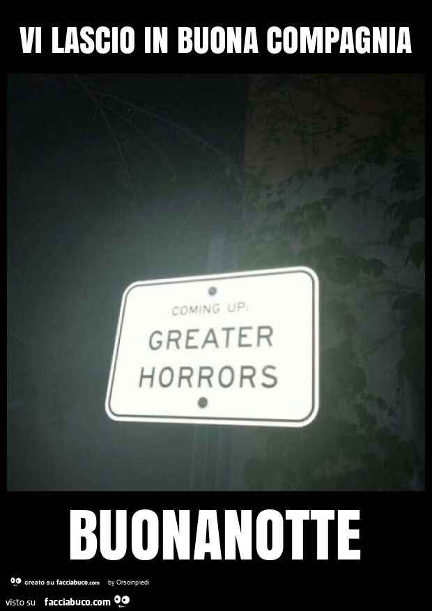 Vi lascio in buona compagnia buonanotte