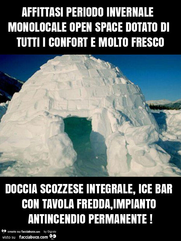 Affittasi periodo invernale monolocale open space dotato di tutti i confort e molto fresco doccia scozzese integrale, ice bar con tavola fredda, impianto antincendio permanente