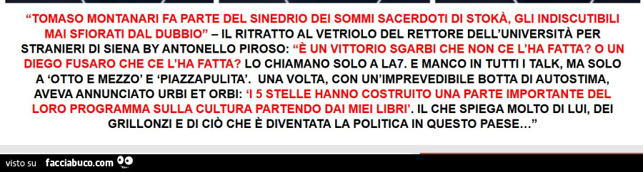 Cinque Stelle, Tomaso Montanari