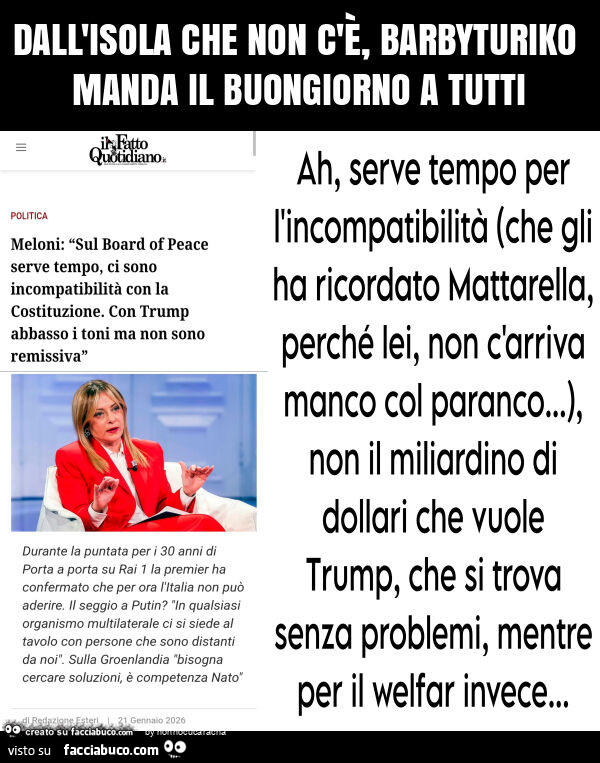 Dall'isola che non c'è, barbyturiko manda il buongiorno a tutti