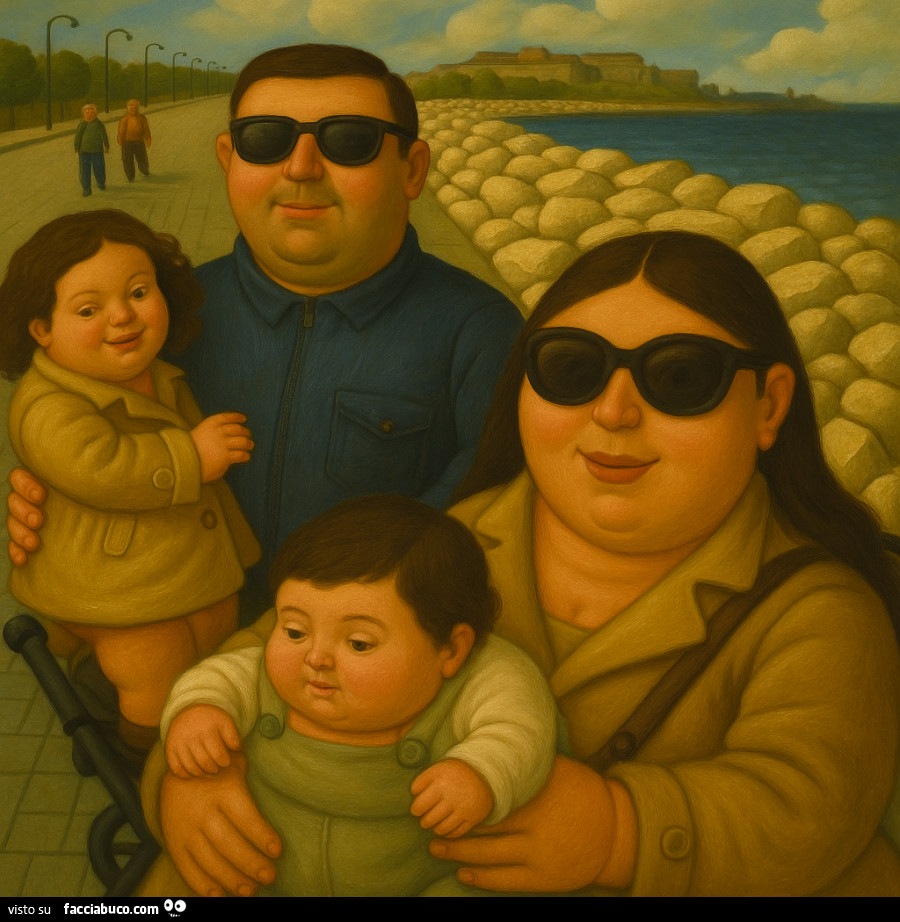 Ritratto di famiglia, effetto aria di Napoli, olio su teglia