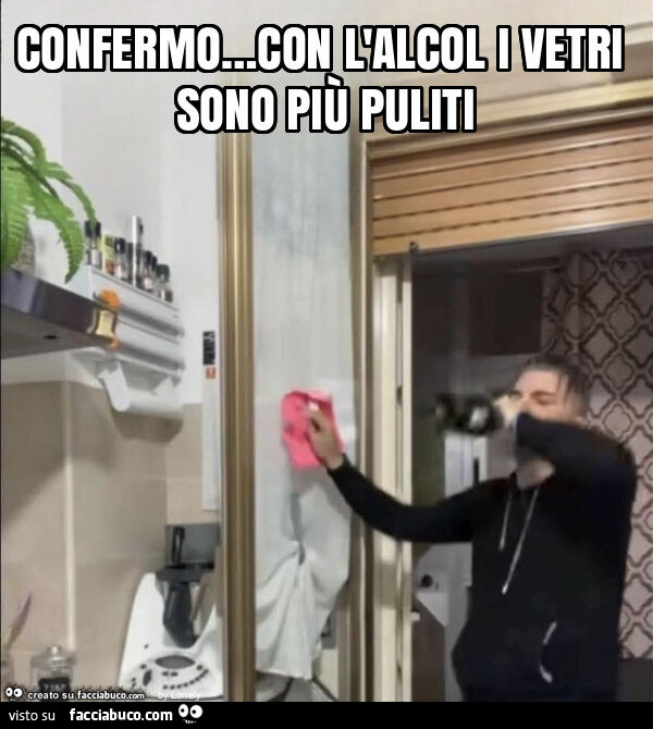 Confermo&hellip; con l'alcol i vetri sono più puliti