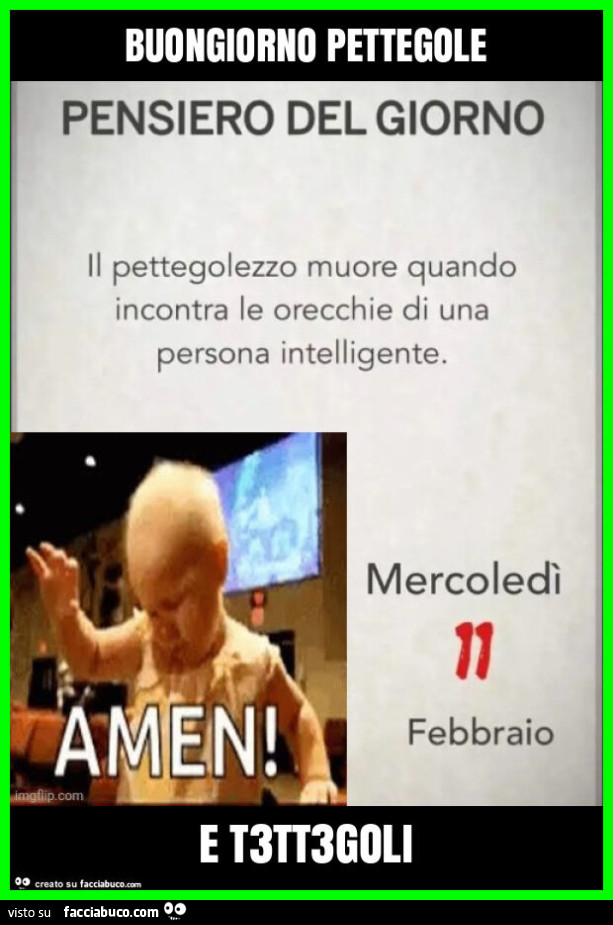 Buongiorno pettegole e t3tt3goli