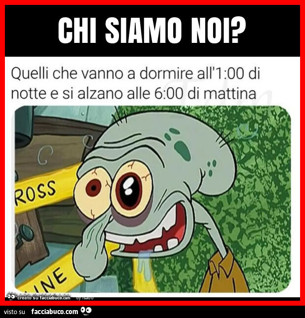 Chi siamo noi? Quelli che vanno a dormire all'1: 00 di notte e si alzano alle 6: 00 di mattina