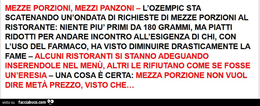 Ozenpic, pastasciutta