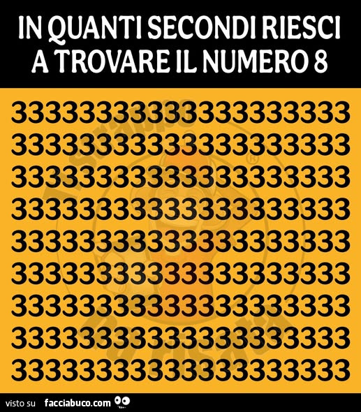 In quanti secondi riesci a trovare il numero 8?