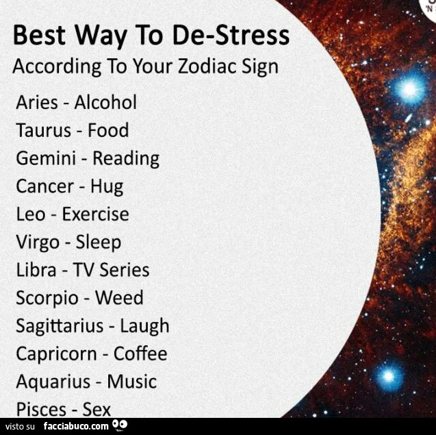 De-stress per segni zodiacali