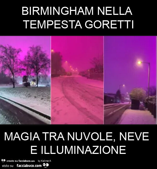 Birmingham nella tempesta goretti magia tra nuvole, neve e illuminazione