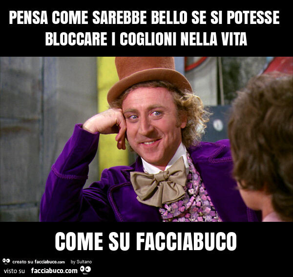 Pensa come sarebbe bello se si potesse bloccare i coglioni nella vita come su facciabuco