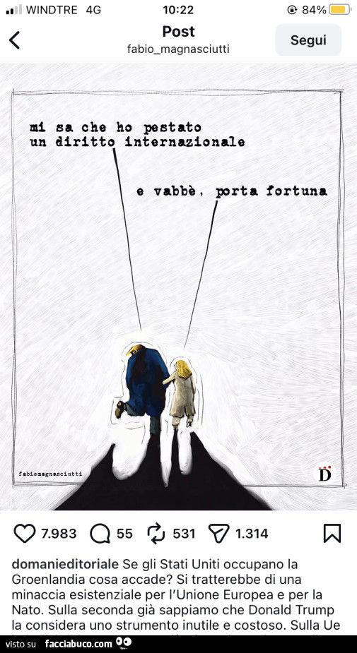 Mi sa che ho pestato un diritto internazionale. E vabbè, porta fortuna