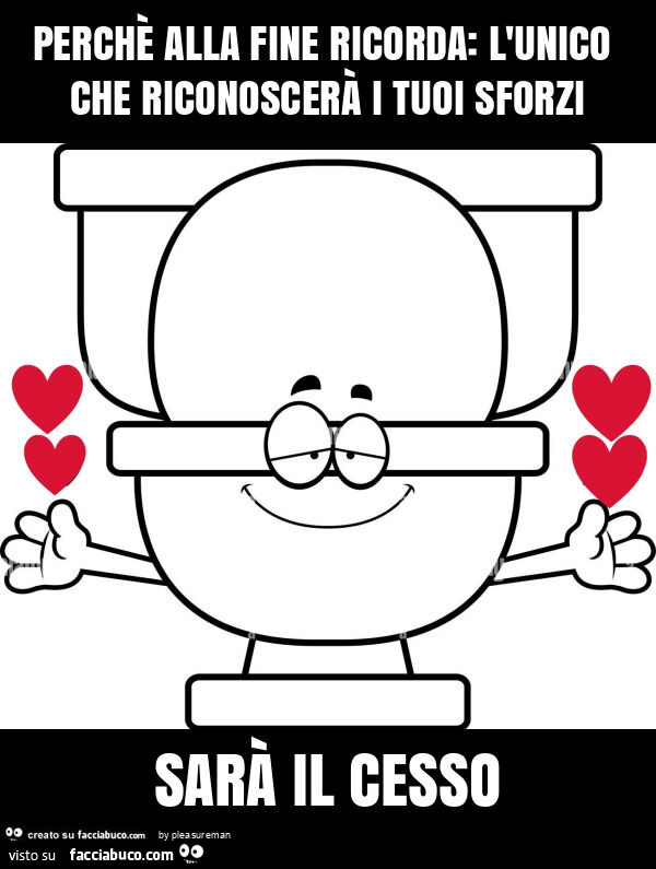 Perchè alla fine ricorda: l'unico che riconoscerà i tuoi sforzi sarà il cesso
