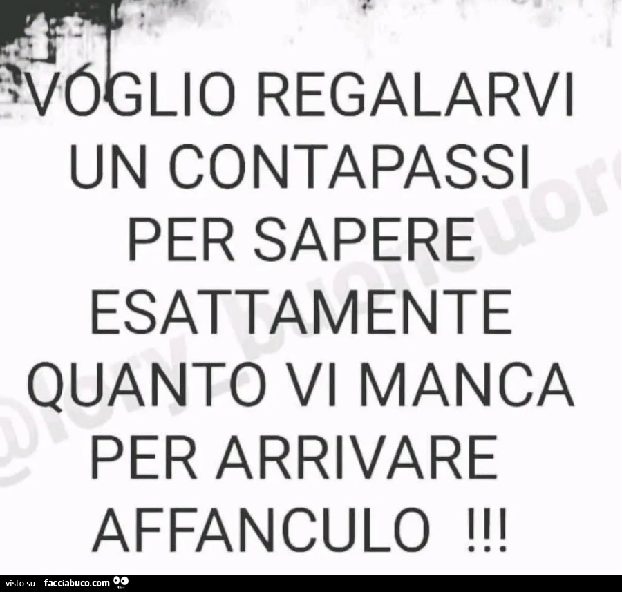 Voglio regalarvi un contapassi per sapere esattamente quanto vi manca per arrivare affanculo