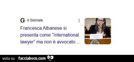 Francesca abanese si presenta come international lawyer ma non è avvocato