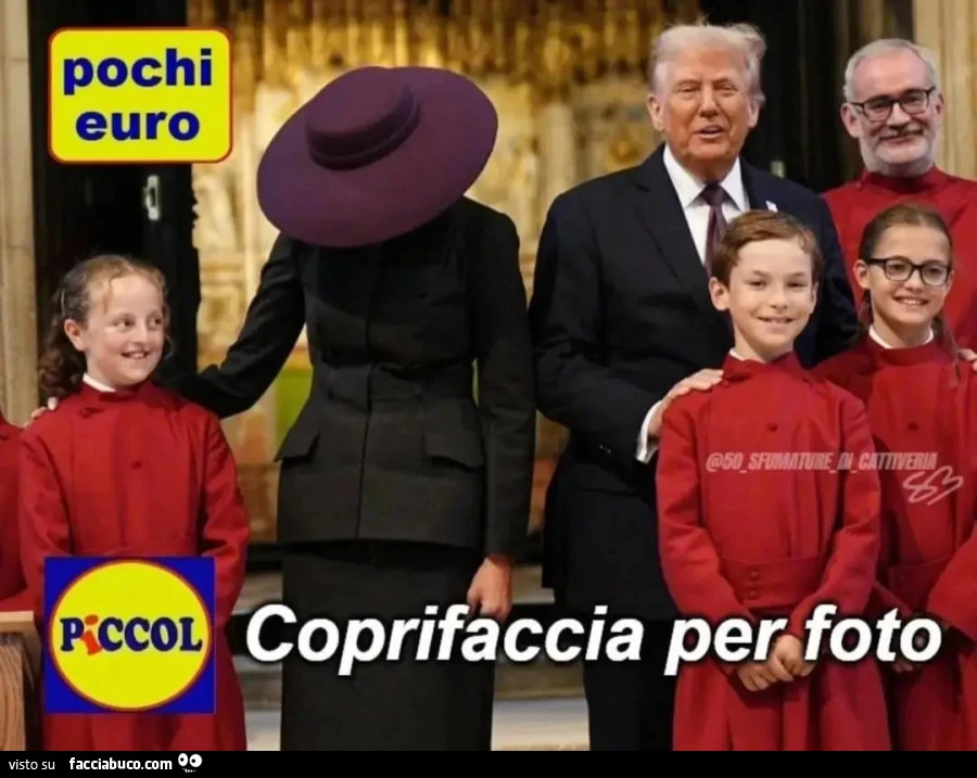 Coprifaccia per foto pochi euro melania trump cappello
