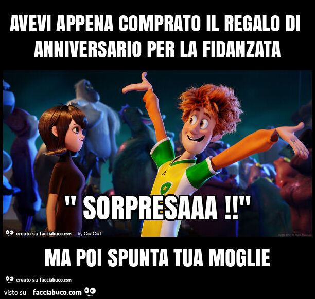 Avevi appena comprato il regalo di anniversario per la fidanzata ma poi spunta tua moglie