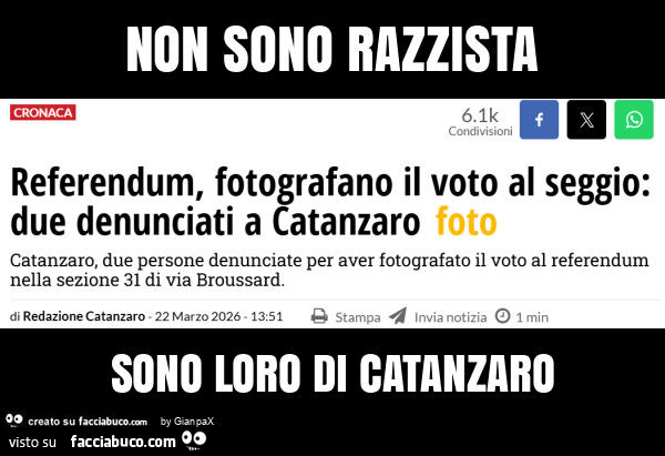 Non sono razzista sono loro di catanzaro