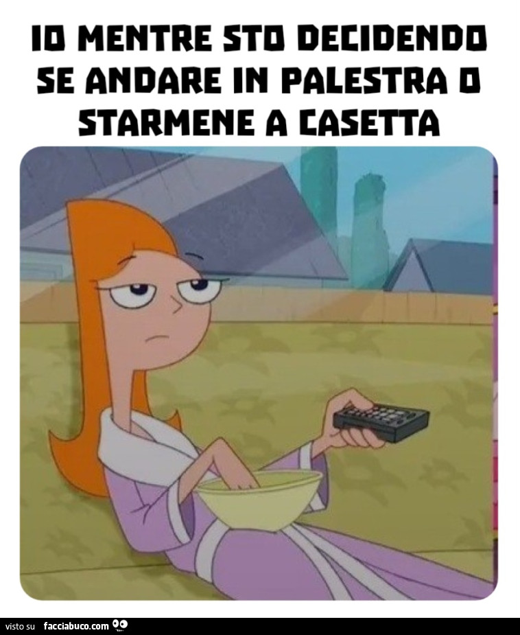 Io mentre sto decidendo se andare in palestra o starmene a casetta