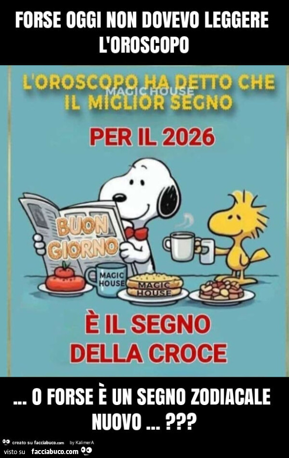 Forse oggi non dovevo leggere l'oroscopo… o forse รจ un segno zodiacale nuovo… ?