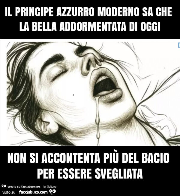 Il principe azzurro moderno sa che la bella addormentata di oggi non si accontenta più del bacio per essere svegliata