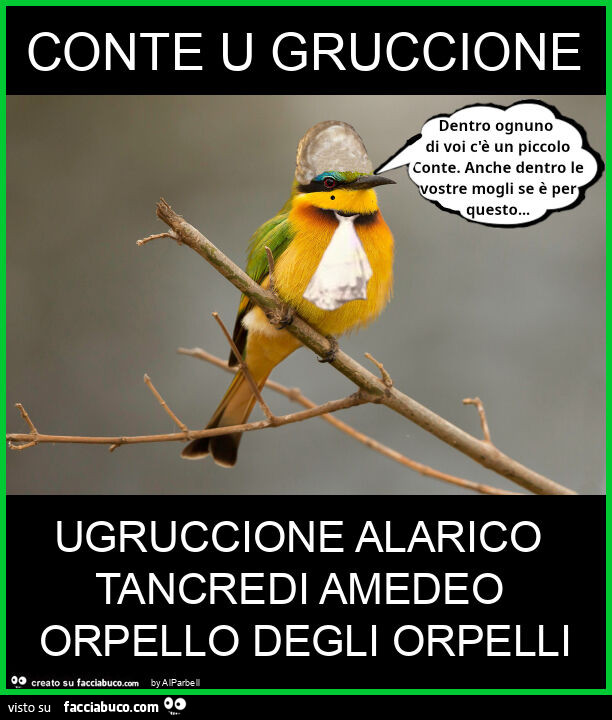 Conte u gruccione ugruccione alarico tancredi amedeo orpello degli orpelli