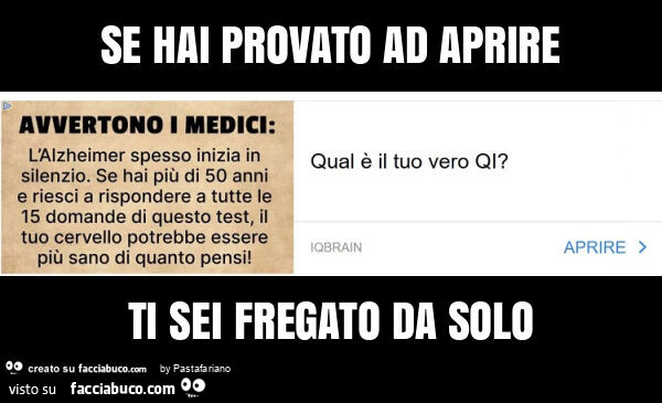 Se hai provato ad aprire ti sei fregato da solo