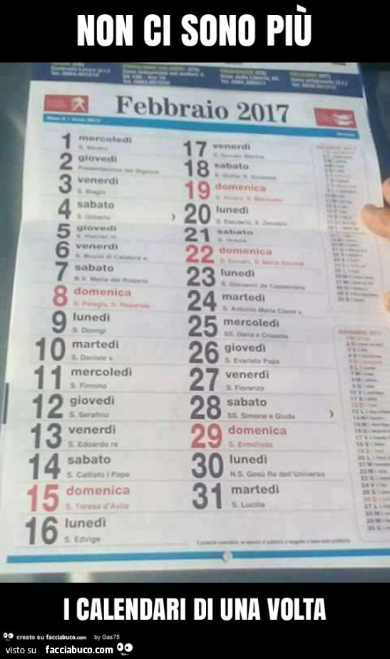 Non ci sono più i calendari di una volta