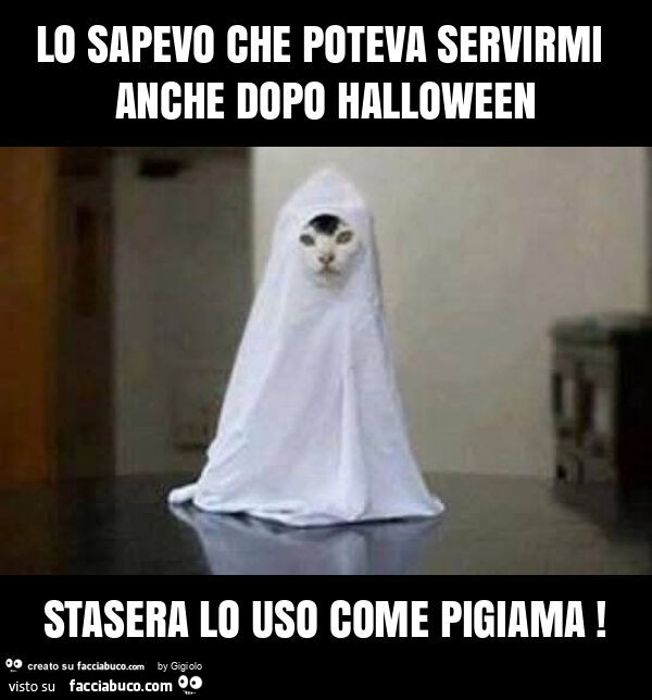 Lo sapevo che poteva servirmi anche dopo halloween stasera lo uso come pigiama