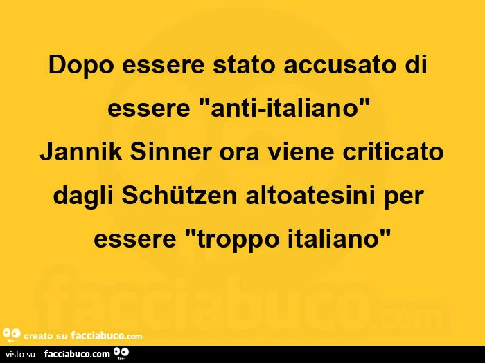 Dopo essere stato accusato di essere anti-italiano jannik sinner ora viene criticato dagli schรผtzen altoatesiniย per essere troppo italiano