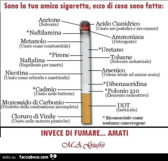 Sono la tua amica sigaretta, ecco di cosa sono fatta