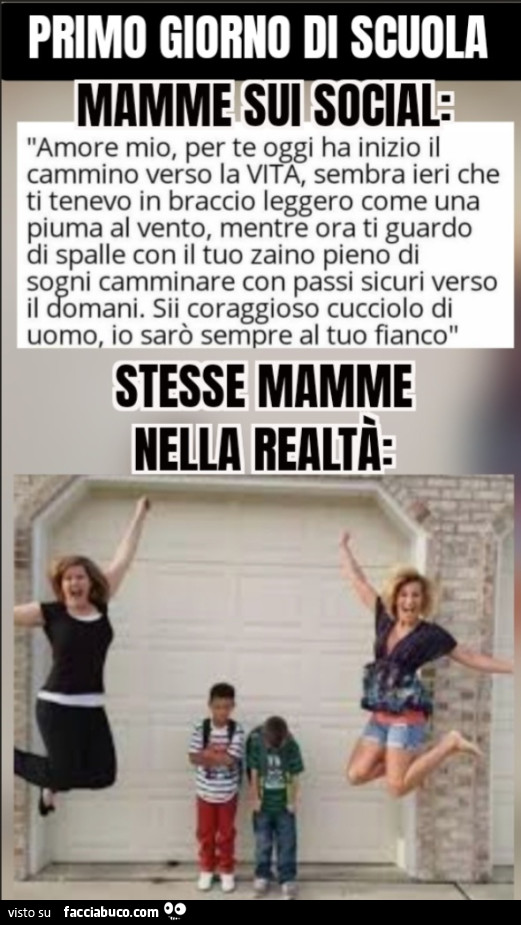 Primo giorno di scuola mamme sui social stesse mamme nella realtà