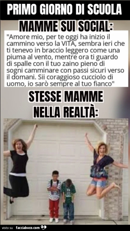 Primo giorno di scuola mamme sui social stesse mamme nella realtà